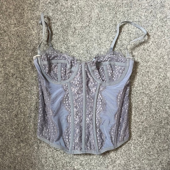 Out From Under Tops - Out From Under Corset Top Women Small Blue Lace Mesh Bustier Urban Outfitters